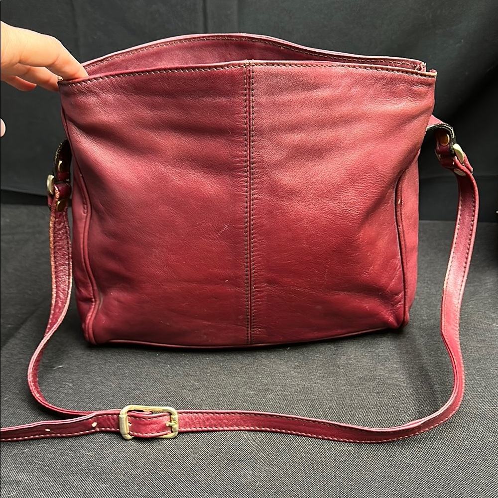 Vtg Nordstrom (Italy) Plum Leather Shoulder Bag
